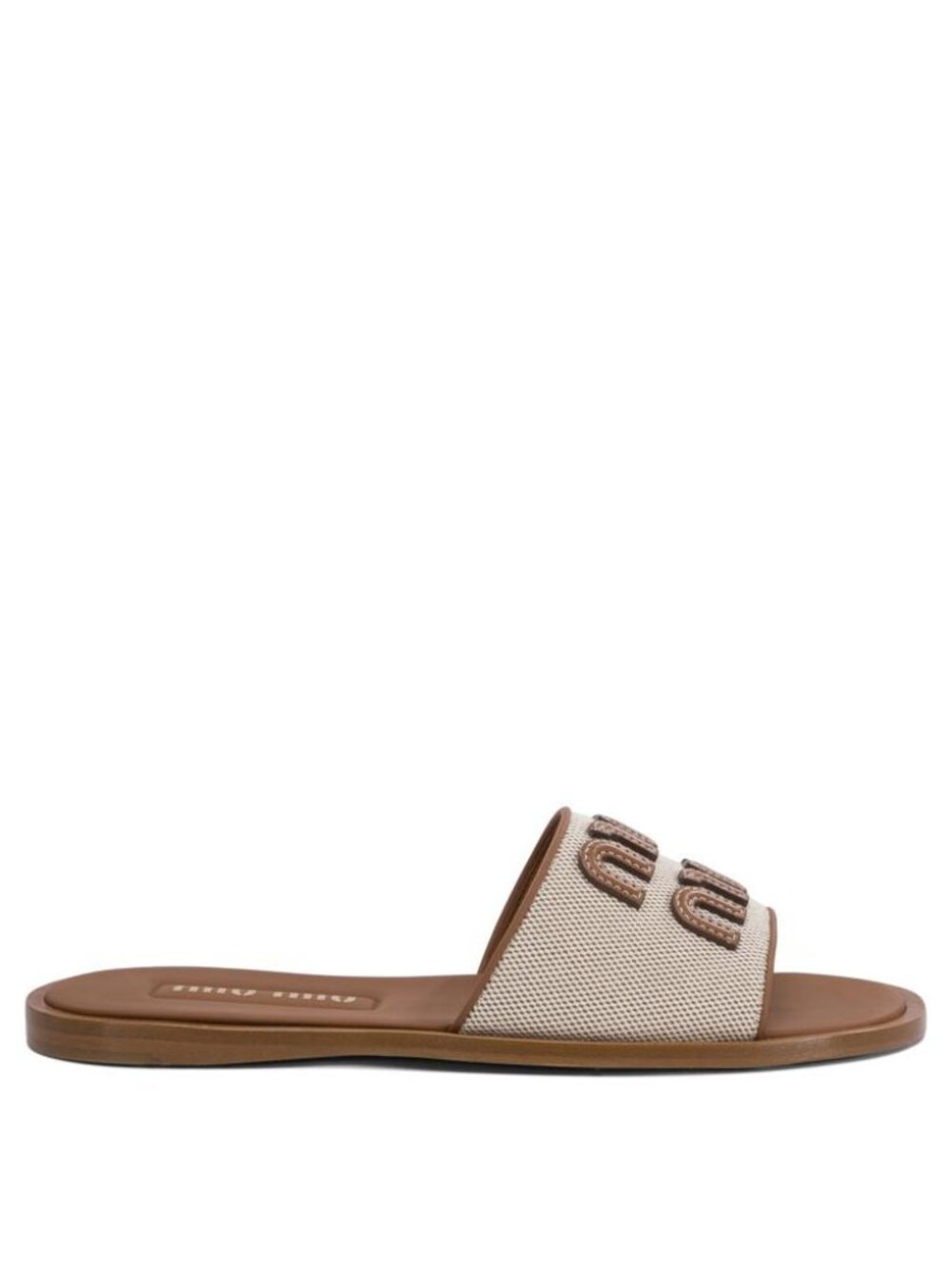 Miu Miu Leather And Canvas Slide With Logo IT 40 Women